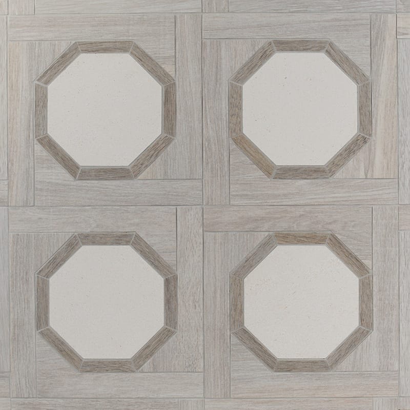 Multicolor Multi Finish Polygon Limestone Waterjet Mosaics