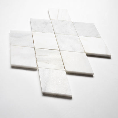 Calacata T, Carrara T, Afyon White Multi Finish Scottish Diamond Marble Mosaic