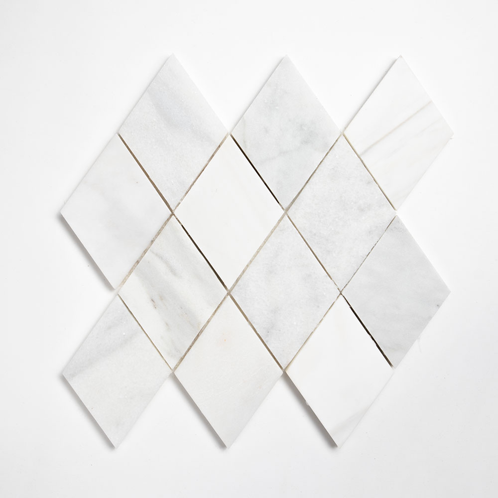 Calacata T, Carrara T, Afyon White Multi Finish Scottish Diamond Marble Mosaic