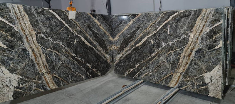 Adriatic Black Bookmatching Polished Marble Slab