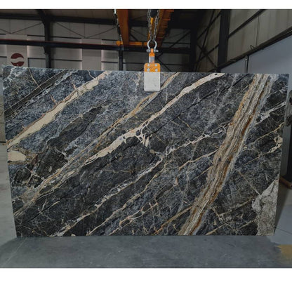 Adriatic Black Bookmatching Polished Marble Slab