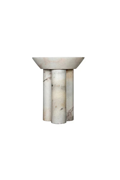 Afyon Sugar Marble Round Legs End/Side Table,Honed (D)18" (H)22"