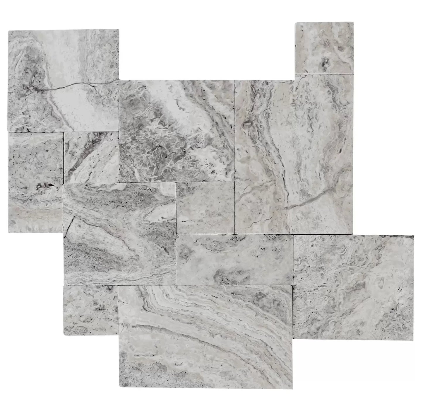 Alaska Silver Travertine Tumbled Pavers - Full TruckLoad