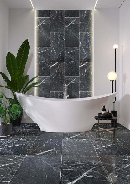 Amanos Black Marble Polished Floor and Wall Tile