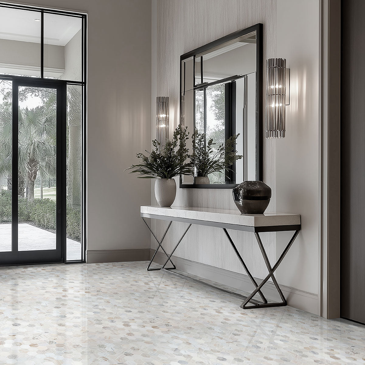 MSI Angora Polished 2" Hexagon Mosaic Tile