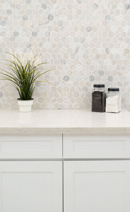 MSI Angora Polished 2" Hexagon Mosaic Tile