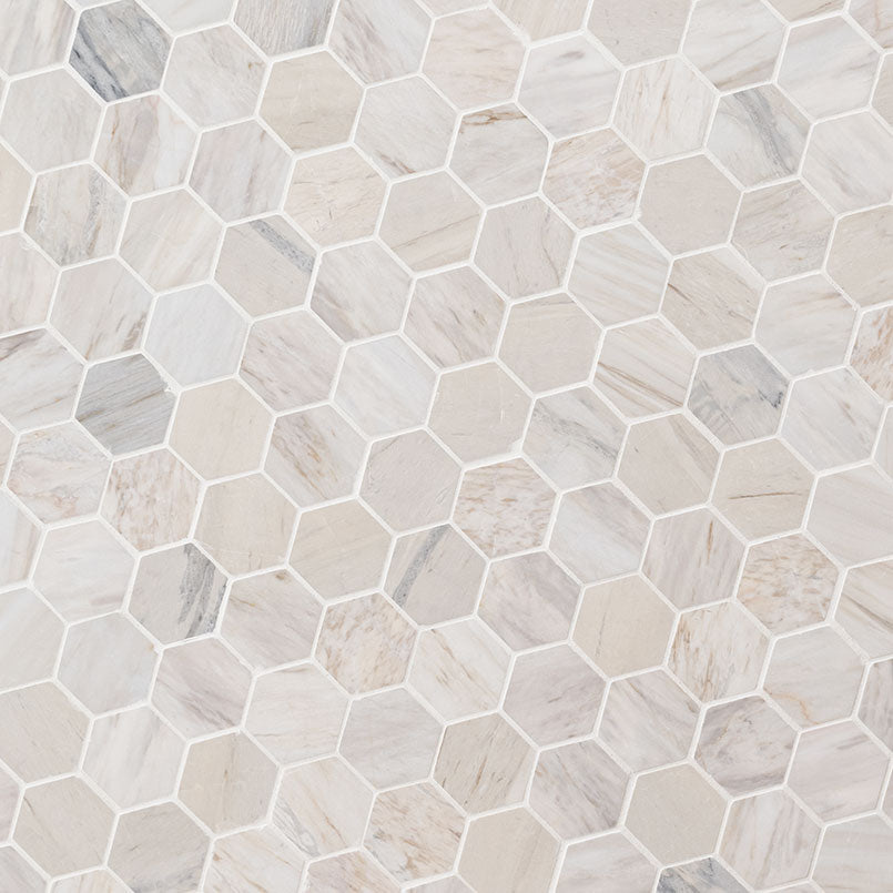 MSI Angora Polished 2" Hexagon Mosaic Tile