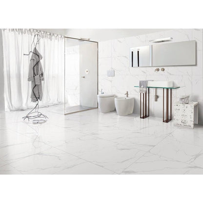 Anka classic carrara glossy unrectified porcelain wall and floor tile size 12"x24" application 