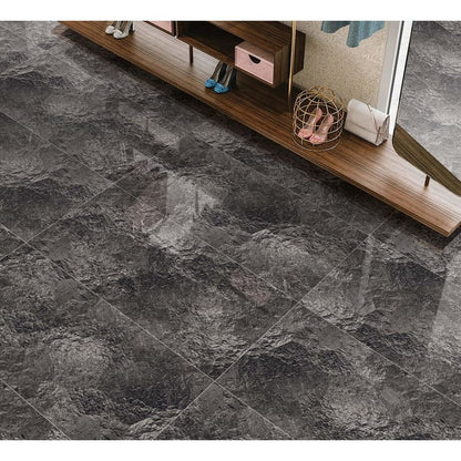 Anka Kartepe Black Glossy Rectified Porcelain Wall and Floor Tile