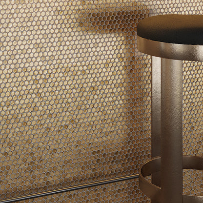Gold 12x12 Glossy Penny Round Glass Mosaic Tile (10 pack, 10.34 sq ft/case)
