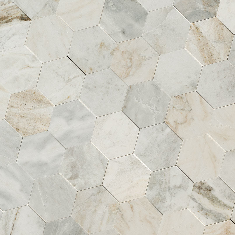 MSI Arabescato Venato 4" Hex Peel and Stick