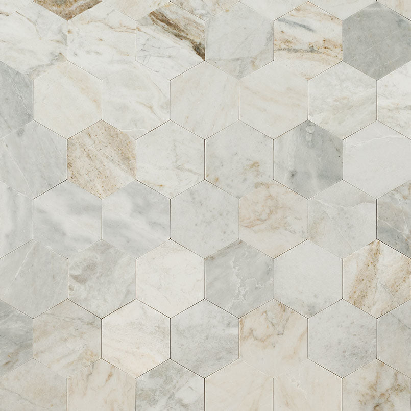 MSI Arabescato Venato 4" Hex Peel and Stick