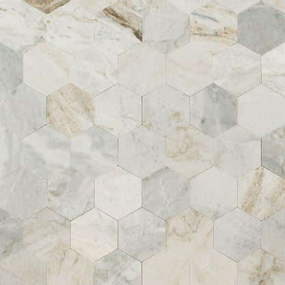 MSI Arabescato Venato 4" Hex Peel and Stick