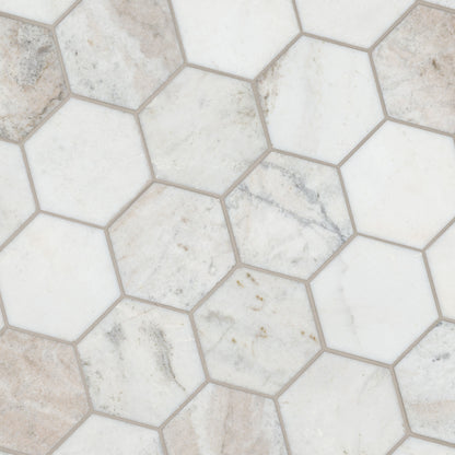 MSI Arabescato Venato White 5" Hexagon Honed Tile