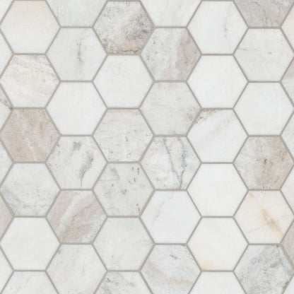 MSI Arabescato Venato White 5" Hexagon Honed Tile