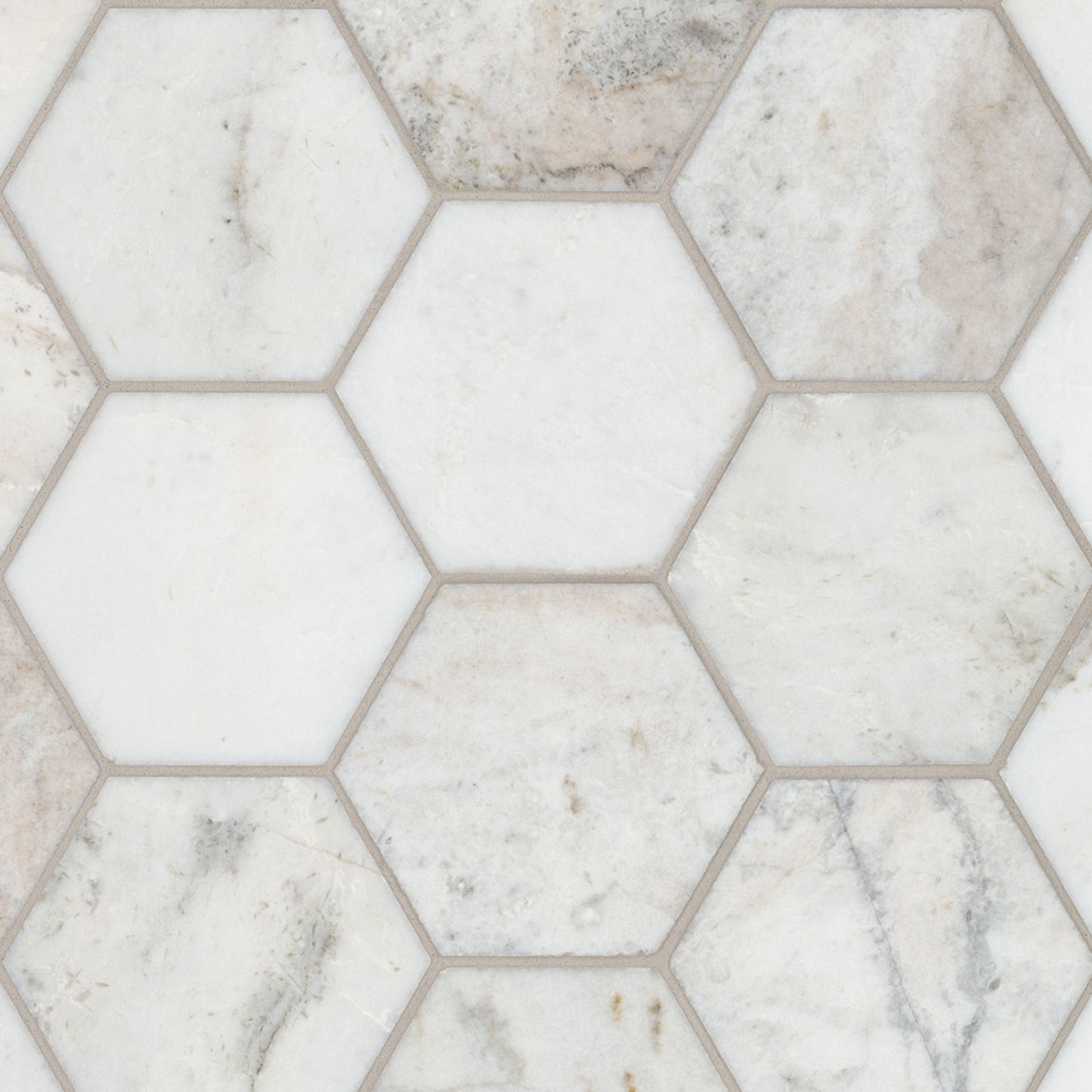 MSI Arabescato Venato White 5" Hexagon Honed Tile