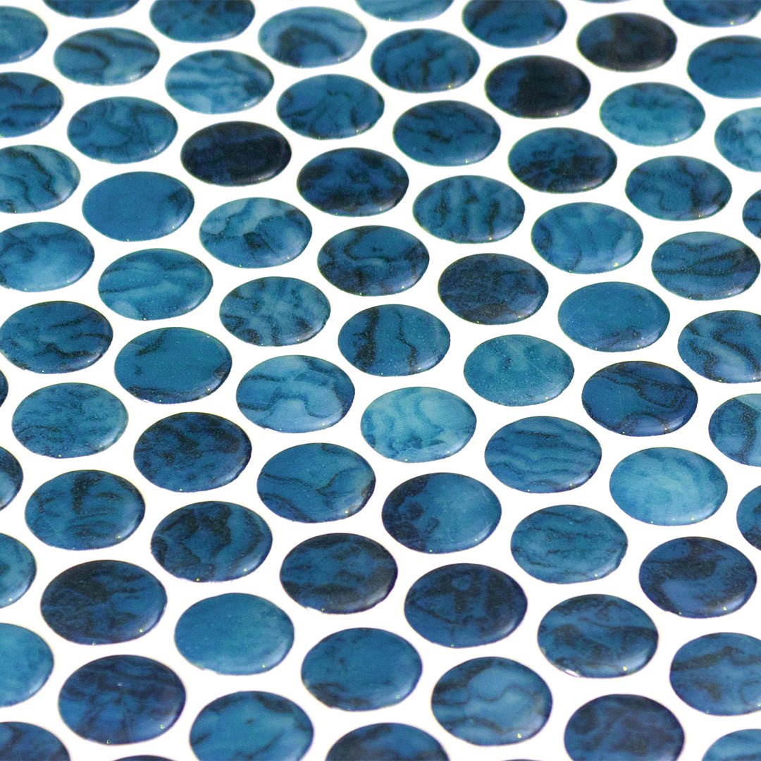 Arrecife Blue, Penny Round Mosaic - Glass Tile - view 8