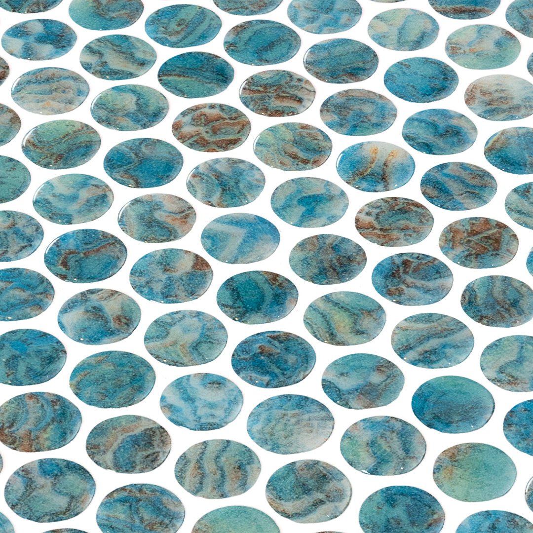 Arrecife Green, Penny Round Mosaic - Glass Tile - view 8