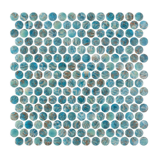 Arrecife Green, Penny Round Mosaic - Glass Tile - view 7
