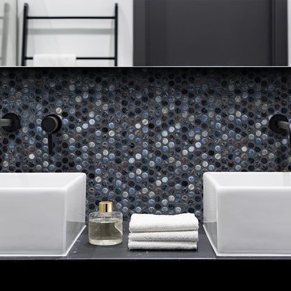 Arrecife Grey, Penny Round Mosaic - Glass Tile - view 11
