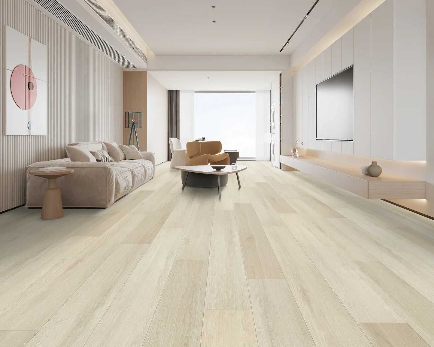 Ashy Beige Micro Bevel Matte 9.25"x60" Waterproof Laminate Flooring 12mm - Linea