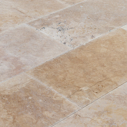 Aspendos Travertine Beige Tumbled Pavers 18"x36"x1 1/4"