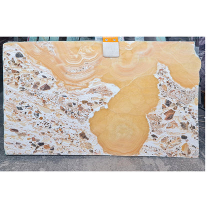 Beige Onyx Bookmatching Polished Marble Slab