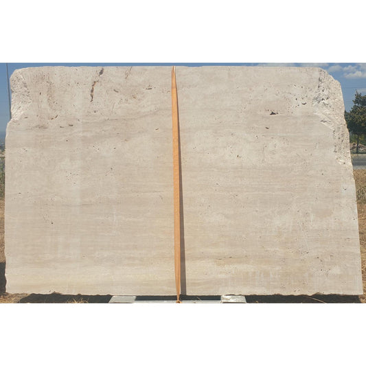 Beige Bookmatching Honed Travertine Slab