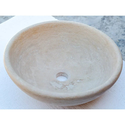 Beige Travertine Natural Stone Above Vanity Vessel Sink Honed and Filled (D)16" (H)6" angle view