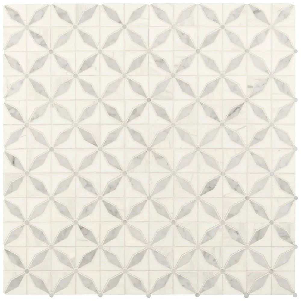 MSI Bianco Starlite Polished Marble Mosaic Tile 12"x12"