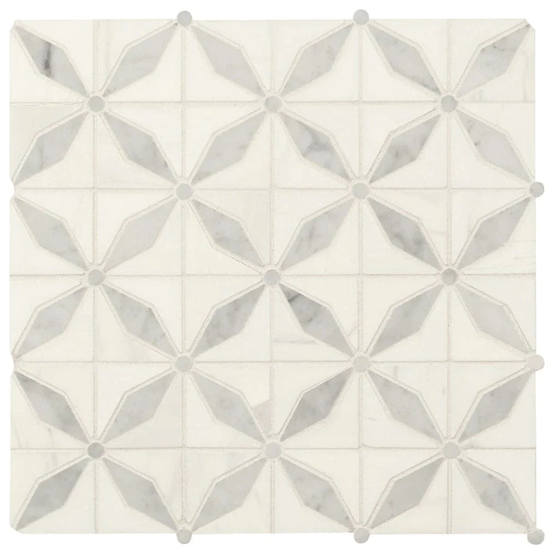 MSI Bianco Starlite Polished Marble Mosaic Tile 12"x12"