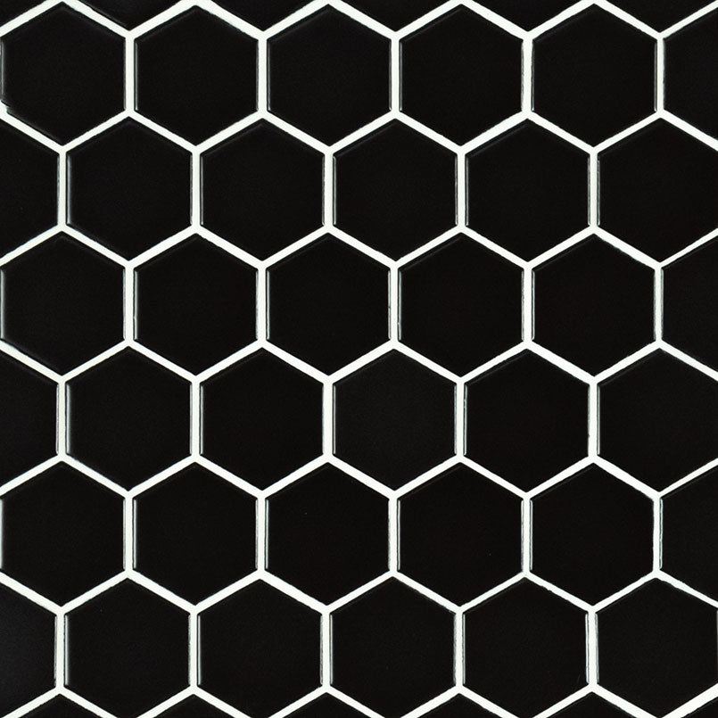 MSI Black Matte Hexagon 2” Mosaic Tile