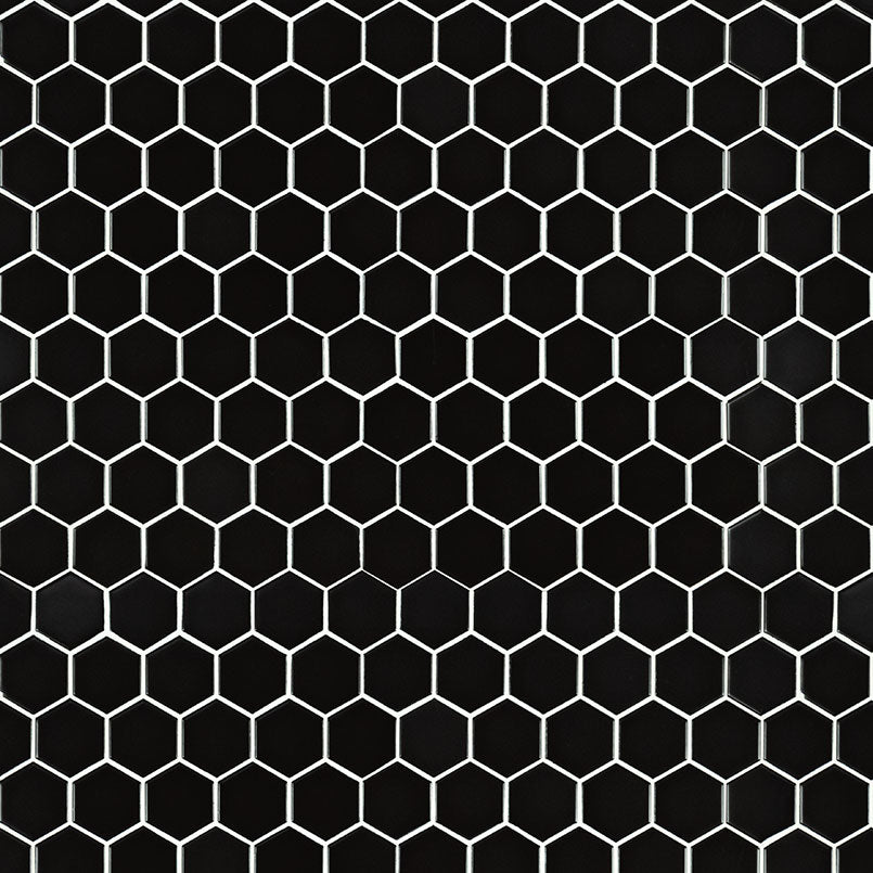 MSI Black Matte Hexagon 2” Mosaic Tile
