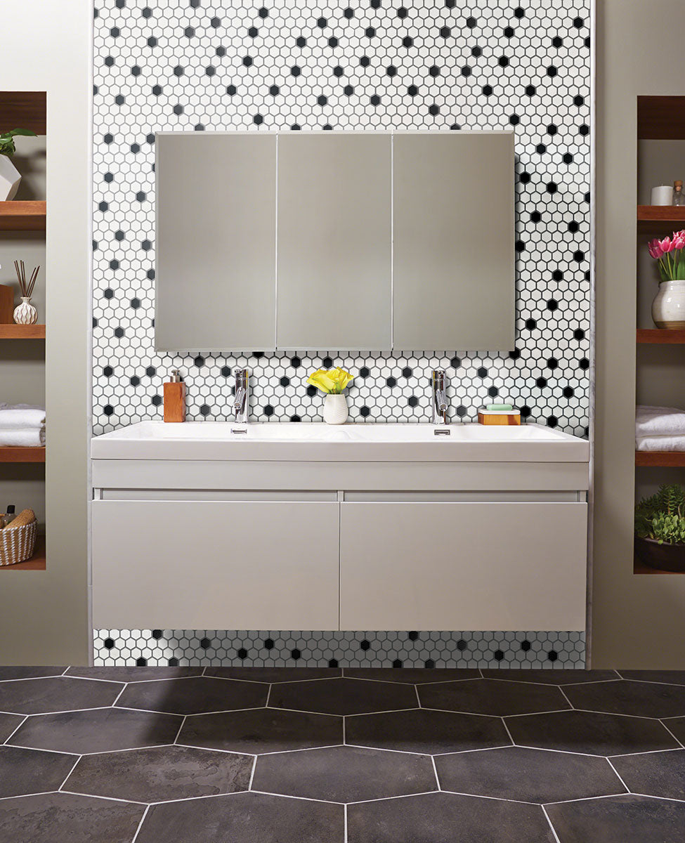 MSI Black And White 1” Hexagon Mosaic Tile