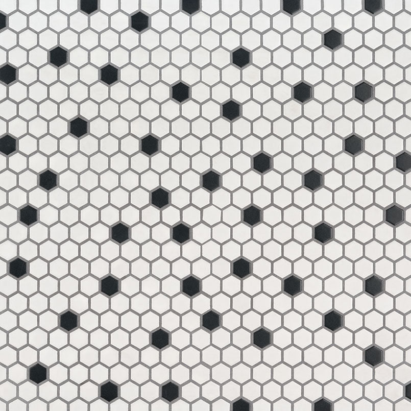 MSI Black And White 1” Hexagon Mosaic Tile