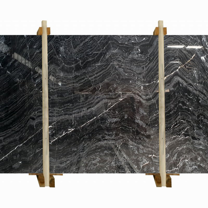 Black Wave Bookmatching Polished Marble Slab