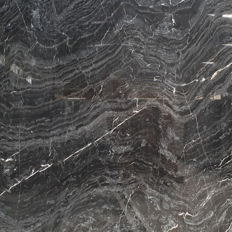 Black Wave Bookmatching Polished Marble Slab