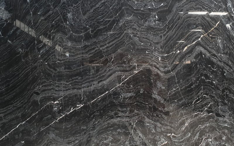 Black Wave Bookmatching Polished Marble Slab