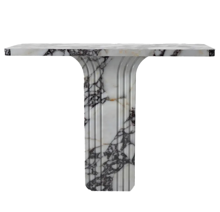Calacatta Viola Marble Designer Console Polished (W)15" (L)40" (H)32" front view