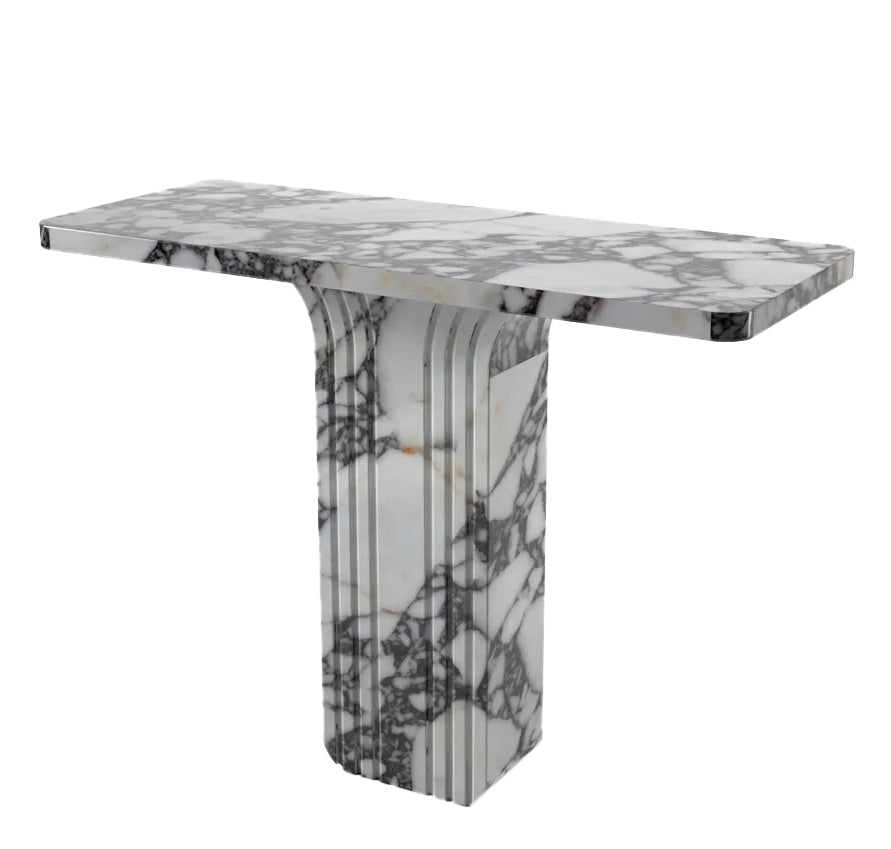Calacatta Viola Marble Designer Console Polished (W)15" (L)40" (H)32" angle view