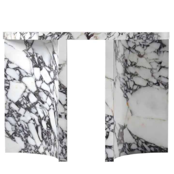 Calacatta Viola Marble Designer Arched Legs Console Polished (W)15" (L)40" (H)32" front view