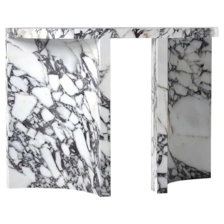 Calacatta Viola Marble Designer Arched Legs Console Polished (W)15" (L)40" (H)32" side view 2