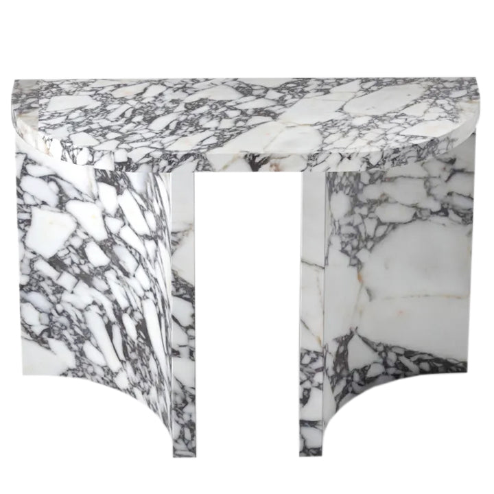 Calacatta Viola Marble Designer Arched Legs Console Polished (W)15" (L)40" (H)32" front view