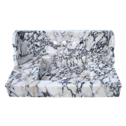 Calacatta Viola Marble Wall-mount Bathroom Sink with 10" Backsplash (W)20" (L)40" (H)6" front view