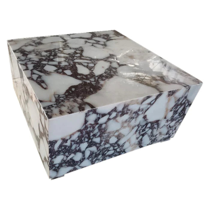 Calacatta Viola Marble Rectangular Prism Block Design Coffee Table (W)24" (L)24" (H)12"
