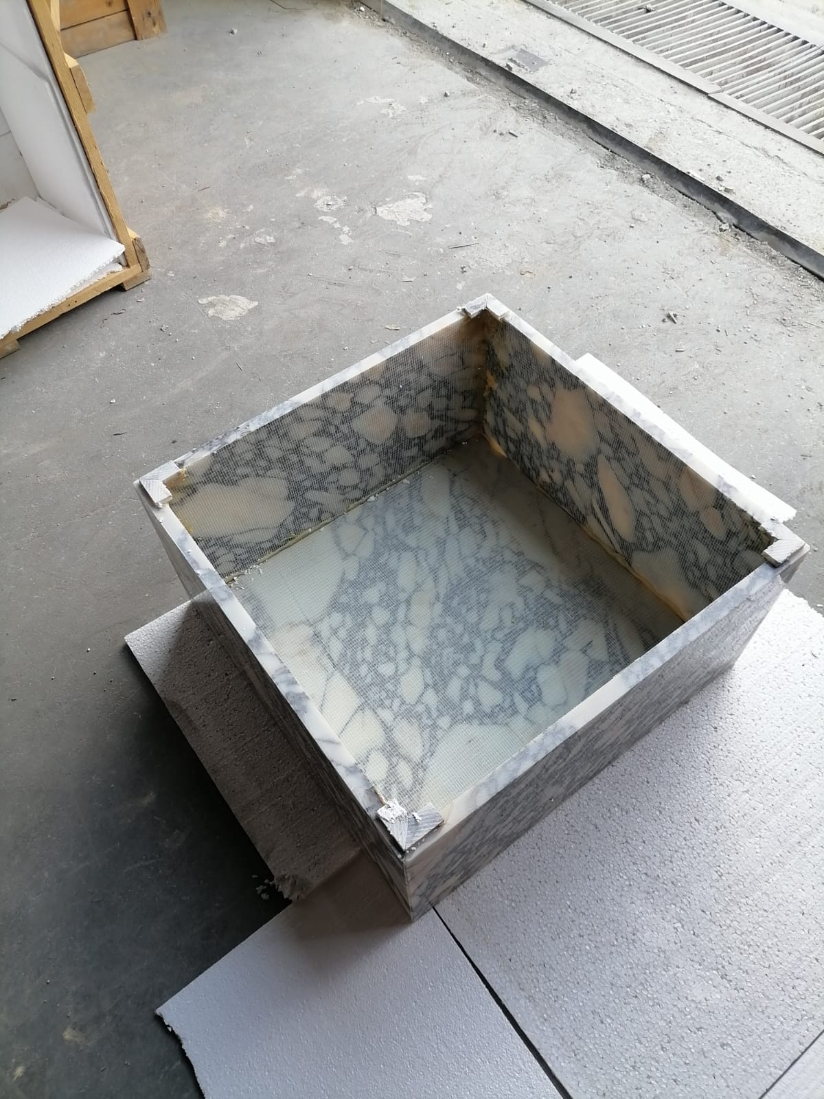 Calacatta Viola Marble Rectangular Prism Block Design Coffee Table (W)24" (L)24" (H)12" bottom view