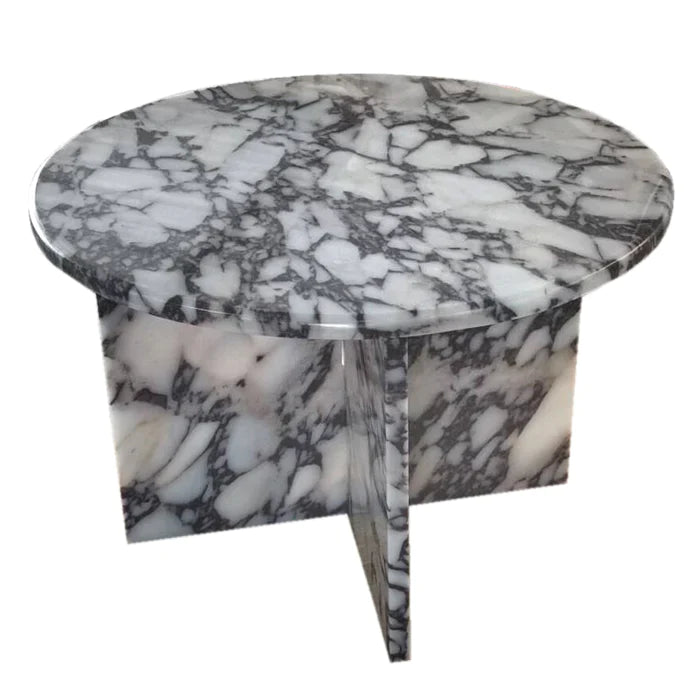 Calacatta Viola Marble Round Polished Coffee Table (D)24" (H)16"