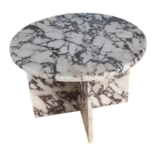 Calacatta Viola Marble Round Polished Coffee Table (D)24" (H)16"