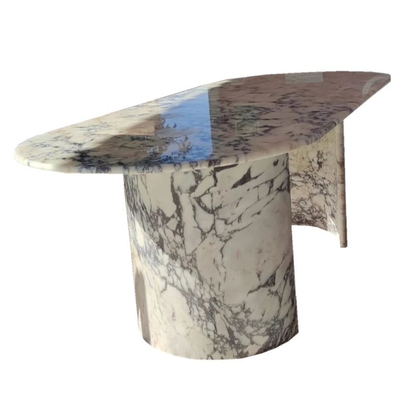 Calacatta Viola Marble Oval Dining Table with C Shape Marble Legs Polished (W)36" (L)88" (H)29"