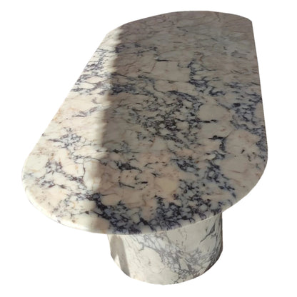 Calacatta Viola Marble Oval Dining Table with C Shape Marble Legs Polished (W)36" (L)88" (H)29"